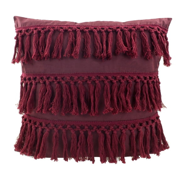 Fennco Styles 18" x 18" Modern Red Striped Polyester Throw Pillows