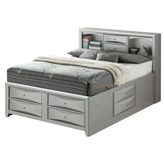 Stylish Full Bed With Hidden Storage Feature - Silver Champagne Sparkle, 57"w X 87"d 49"h, Spacious Bedroom Comfort, Simple Assembly Instructions Shade, 49"h 87"d, Method