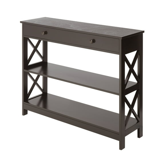 Stylish and Functional Oxford 1 Drawer Console Table with Shelves - Modern X Pattern Design - Concealed Storage Drawer - Durable and Elegant - Perfect for Any Decor - Oxford Collection Compatible