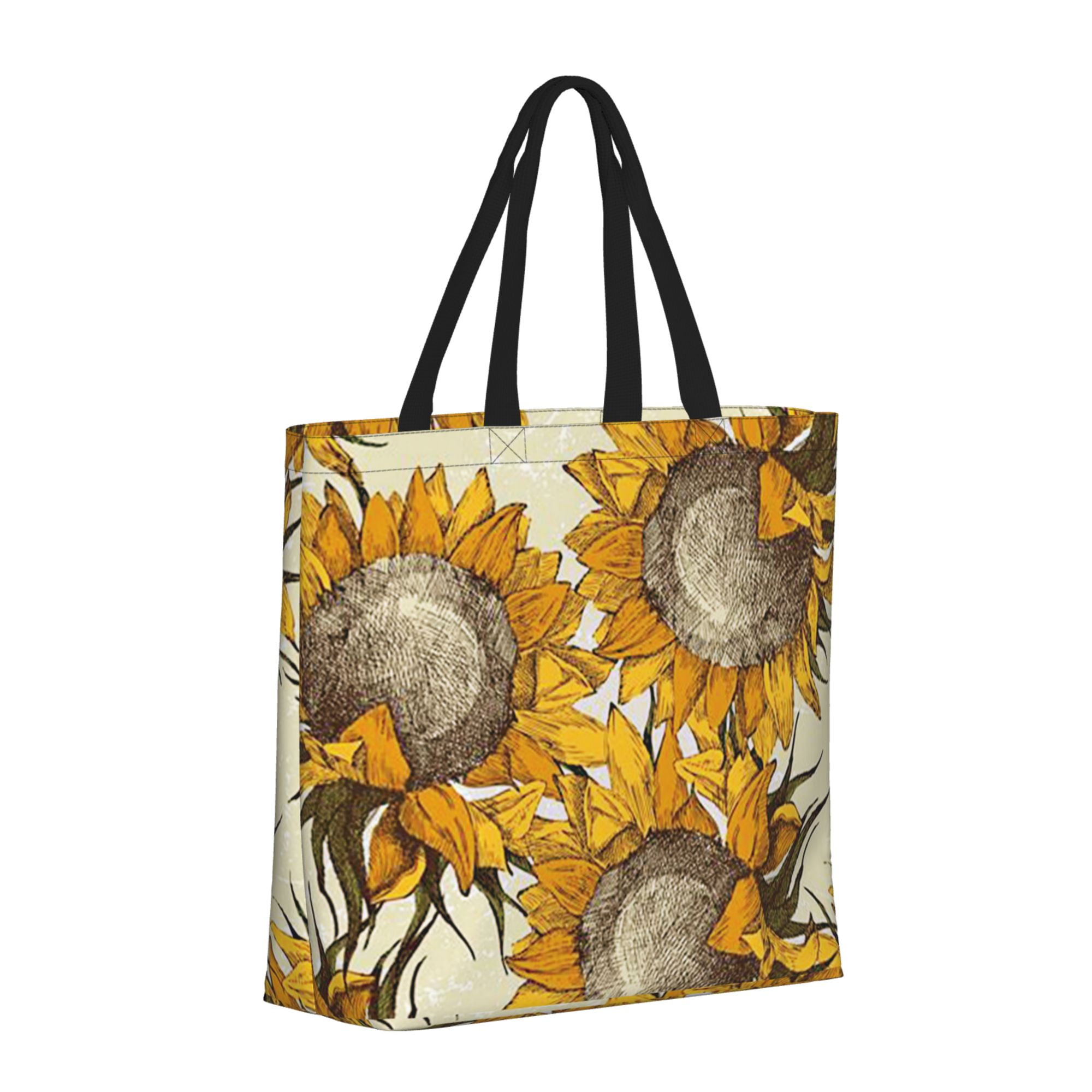 ZzWwR Extra Large Floral Tote Bag - 19.7x15 Inches, Canvas Shoulder Bag For Beach, Travel & Shopping