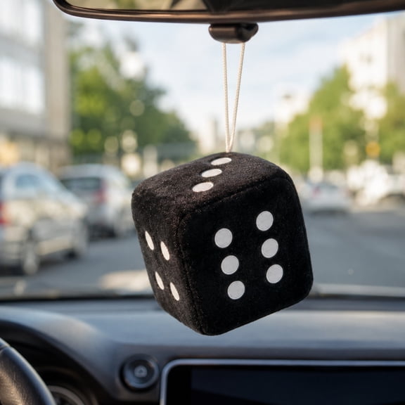Stylish Fuzzy Dice for Car Hanging Ornament,Funny Plush Dice Rear View Mirror Accessories,Car Accessories Interior Cute Mirror Hanging Accessories