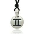 thumbnail image 1 of Stylish Gemini Sign Zodiac Symbol Sterling Sliver Pendant Necklace Jewelry With Cotton Cord, 1 of 1