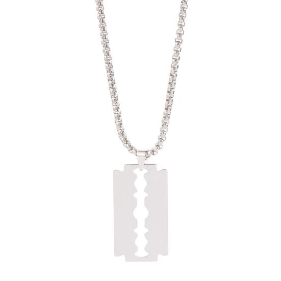 Stylish Geometric Birthday Gifts Stainless Steel Women Men Blade Shaped Sweater Chain Jewelry For Daily Life Pendant Necklace