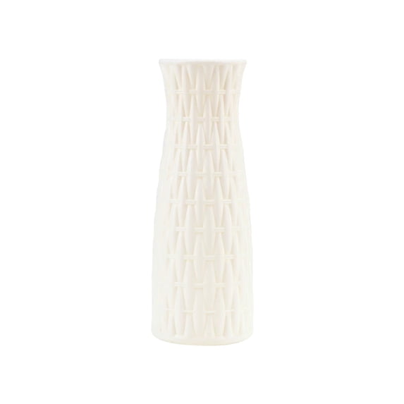 Stylish Geometric Decorative Vase, Versatile Flowerpot for Dried and Fresh Arrangements, Perfect for Home, Office, Hotel Decor, Ideal for Plant Enthusiasts, White