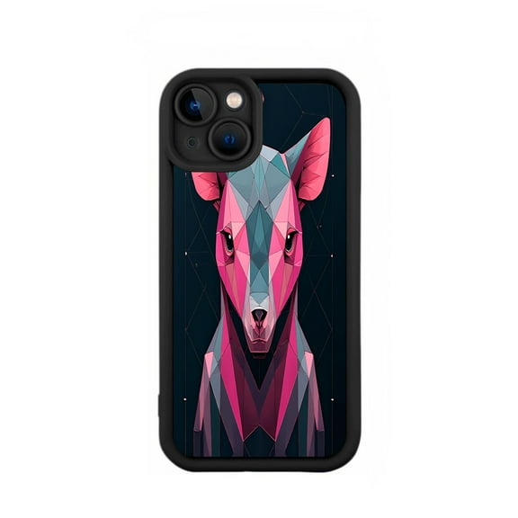Stylish Geometric Fox Design iPhone 15 Case - Lightweight Yellowing Resistant Modern Abstract Art Dark Background Perfect Fit