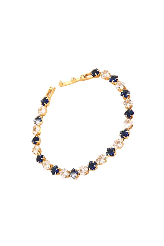 Stylish Geometric Pattern Chain Gold Plated Cubic Zirconia Stone Wristchain Adjustable Length Handchain