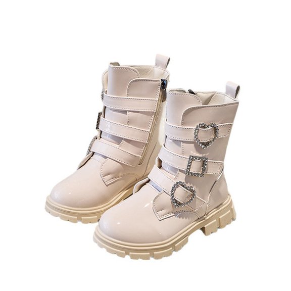 Stylish Girls' Ankle Boots with Synthetic Leather Upper and Cushioned Sole - Ideal for Fashion-Forward Toddlers and Children