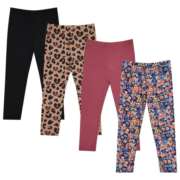 Stylish Girls' Leggings Set - Comfortable, Durable, and Versatile - Pack of 4 with Unique Patterns