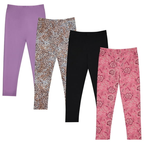 Stylish Girls' Leggings Set - Comfortable, Durable, and Versatile - Pack of 4 with Unique Patterns