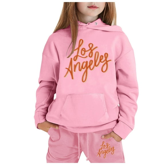 Stylish Girls Long Sleeve Hooded Top and Pants Outfit Set for Adventures and Casual Comfort