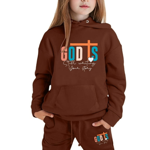 Stylish Girls Long Sleeve Hoodie and Pants Outfit Set Cozy Warm Pullover Tops with Soft Jogger Bottoms for Toddler and Kid Everyday Casual Wear