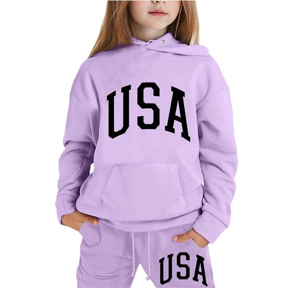 Stylish Girls Long Sleeve Letter Print Hoodie and Pants Outfit Set Comfortable Casual Playwear for Children