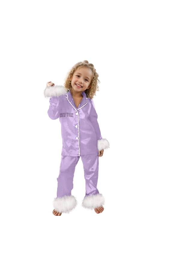Stylish Girls Outfits Casual Comfort Cute Print Pajama Set Long Sleeve Shirt and Trousers Two Piece Matching Playwear for Everyday and Relaxation