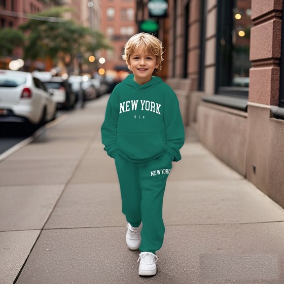 Stylish Girls Outfits Set for Casual Winter Wear Featuring Printed Hooded Sweatshirt Ensemble for Children 1 to 9 with Easy Care