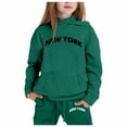 thumbnail image 1 of Stylish Girls Outfits and Sets Long Sleeve Solid Warm Hoodie Pullover Tops with Pants Kids Casual Wear Sweat Suit, 1 of 4