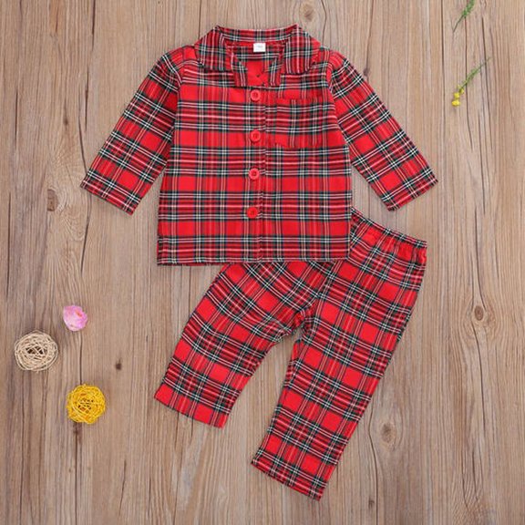 Stylish Girls Pajama Sets Comfortable Long Sleeve Button Down Plaid Outfit for Sleepwear and Relaxation