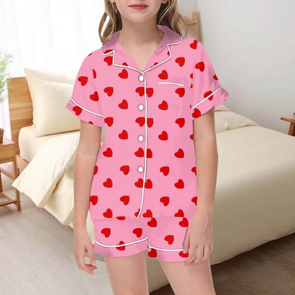 Stylish Girls Playwear Set Comfortable Printed Short Sleeve Top And Bottoms Outfit For Toddlers And Kids Casual Daily Wear