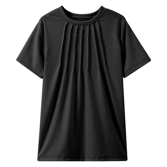Girls Summer Fashion Pleated T Shirts Casual Short Sleeve Tees for Kids Comfortable Breathable Daily Wear Trendy Tops