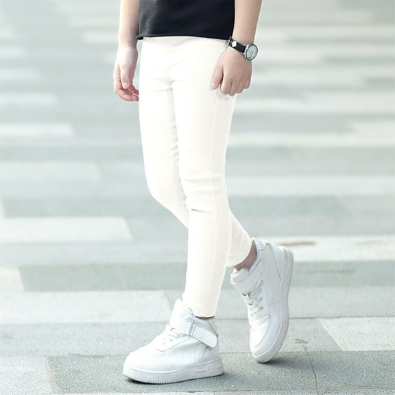 Stylish Girls Stretch Pencil Pants Comfortable Elastic Waist Trouser Bottoms for Everyday Wear