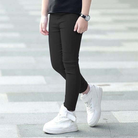 Stylish Girls Stretch Pencil Pants Comfortable Elastic Waist Trouser Bottoms for Everyday Wear