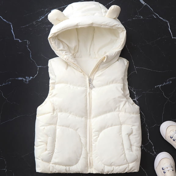 Stylish Girls Winter Hooded Quilted Vest Jacket Warm Casual Outerwear for Toddler Children Ages 1 To 4 Years Old