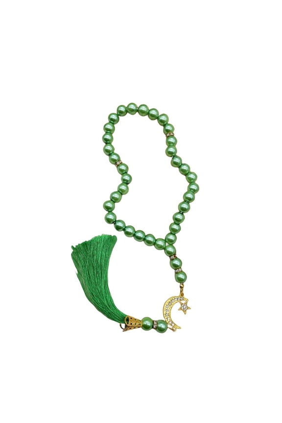 Stylish Glass Tasbih 33 Beads Islamic Prayer Beads Muslims Bracelet with Tassels Unisex Spiritual Meditation Accessory