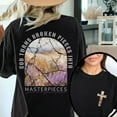 thumbnail image 1 of Stylish "God Turns Broken Into Masterpieces" Religious - Inspired Tops for Women Charming Graphic Tees Featuring Mosaic, Floral & Biblical Text Design Fashionable Short Sleeve Casual Tops, 1 of 5