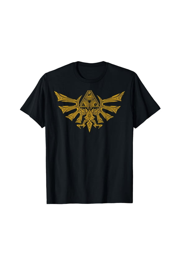 Stylish Gold Hyrule Crest Emblem T-Shirt for Fans of Fantasy Adventure