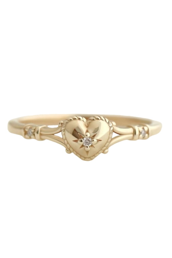 Stylish Gold Plated Heart Shaped Rings For Women Fashion Jewelry Gift Sizes 5 11
