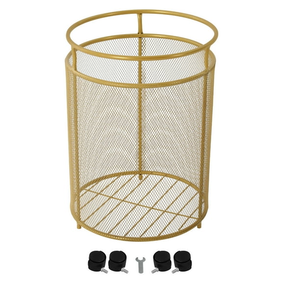 Stylish Gold Rolling Laundry Basket Cart with 4 Wheels for Home Organization