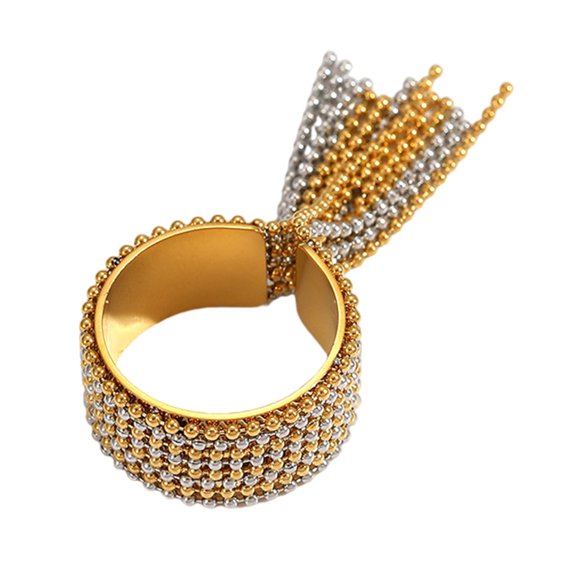 Stylish Golden Tassels Jewelry With 316L Stainless Steel Bracelet And Ring with Fringe Pendant for Trendsetters