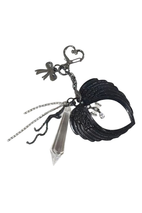 Stylish Gothic Angel Wing Bows Pendant Keychain Perfect For Purse Accessories