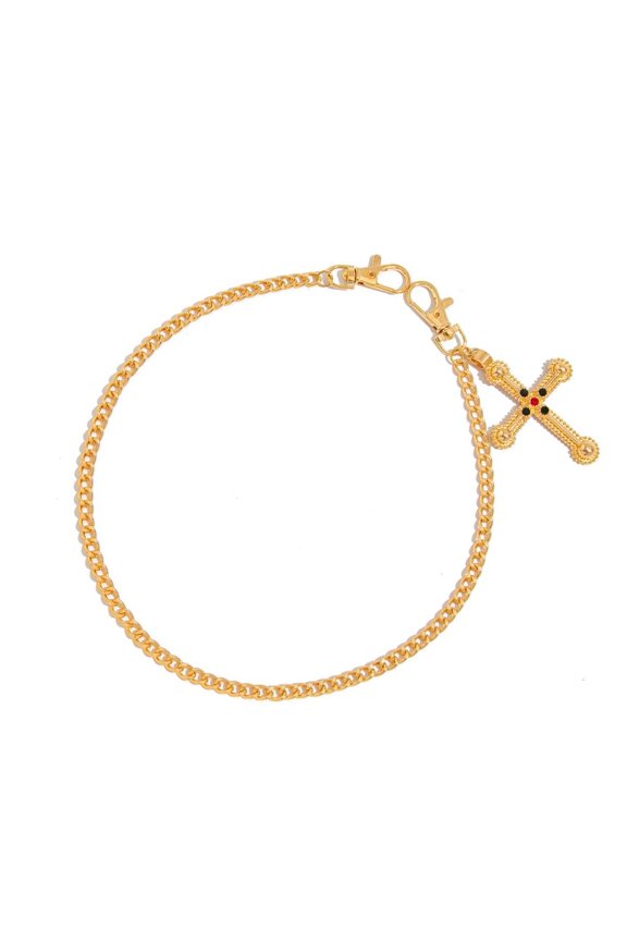 Stylish Gothic Belt Chain With Large Crossed Charm Unisex Fashion Accessory