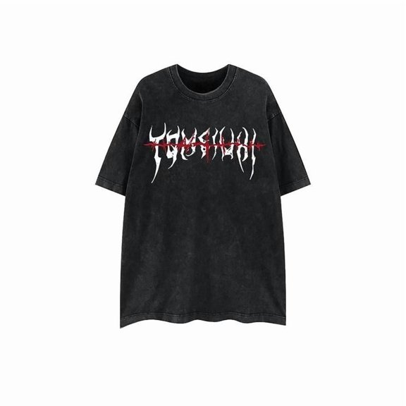 Stylish Gothic - Inspired T - shirts for Women Eye - catching Tees Featuring Unique White and Red Text Pattern Fashionable Short - Sleeve Casual Tops, Perfect for Those into Alternative Styles
