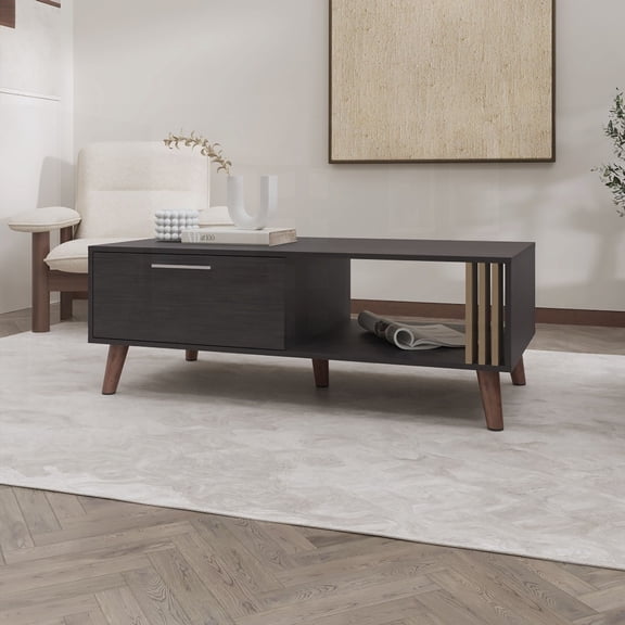 Stylish Govan Coffee Table - Door & Open Storage, Conical Legs & Scratch-resistant