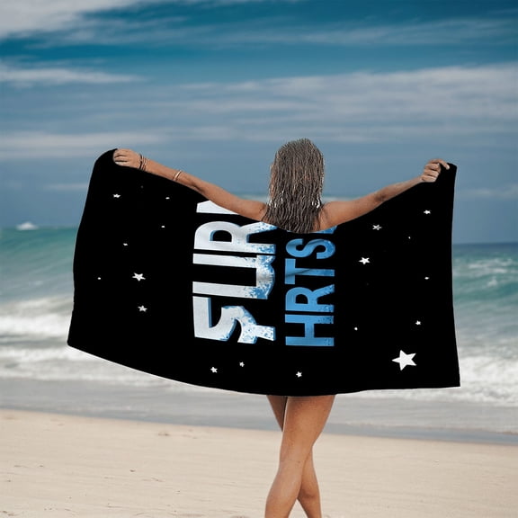 Stylish Gradient Blue Beach Towel with Celestial Star Pattern - Perfect for Pool Travel and Bathing - Soft & Absorbent