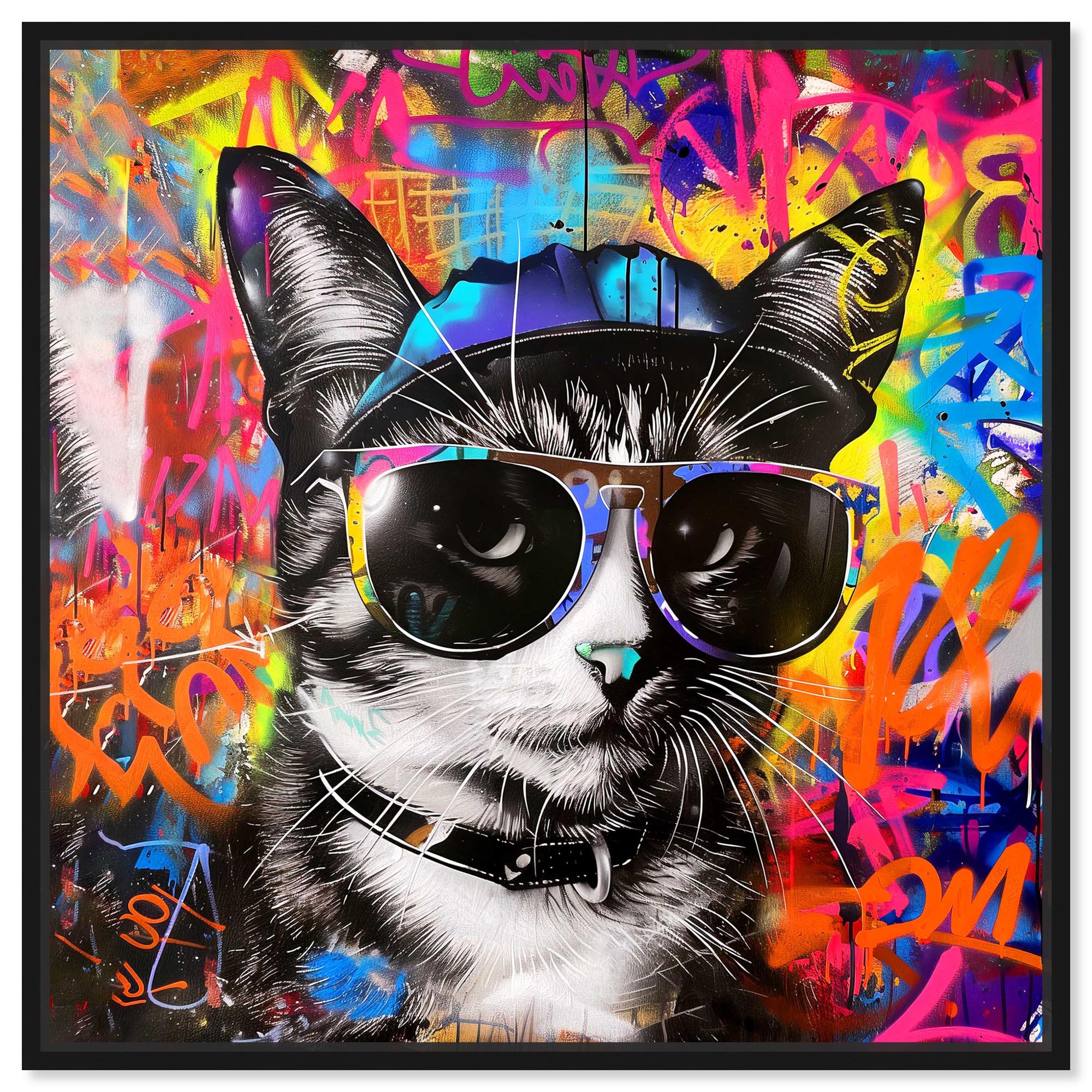 Stylish-Graffiti-Cat-Canvas-