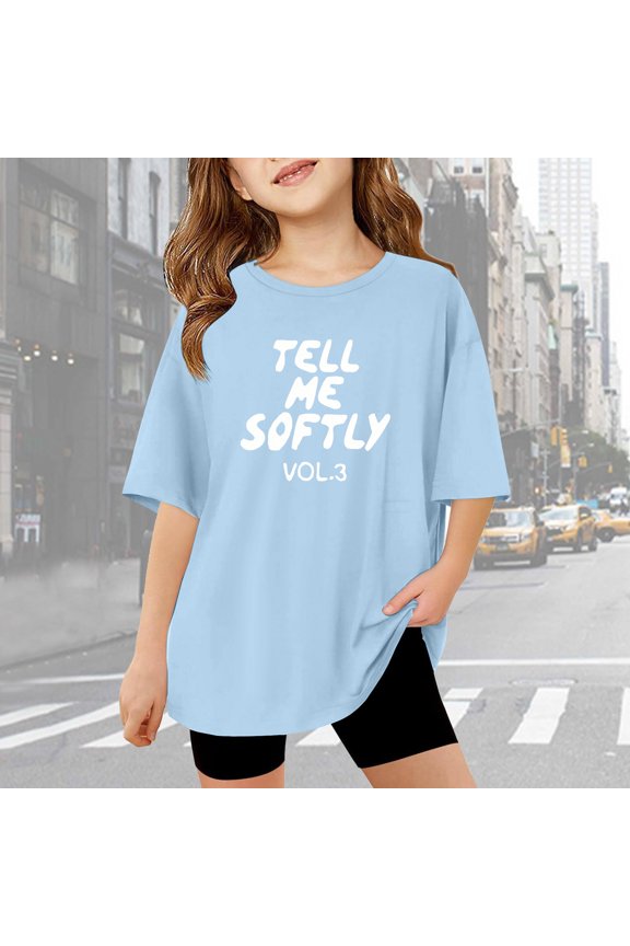 Stylish Graphic Letter Print Comfortable Casual Tees And Shirts For Children And Youth Short Sleeve Shirt for Girls Tees Kids Tshirts Clothes Summer Tops T-Shirt