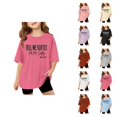 thumbnail image 1 of Stylish Graphic Letter Print Tee Shirts for Girls, Casual Comfortable Blend, 3-Packs, Short Sleeve Crew Neck Summer Tees, 1 of 4