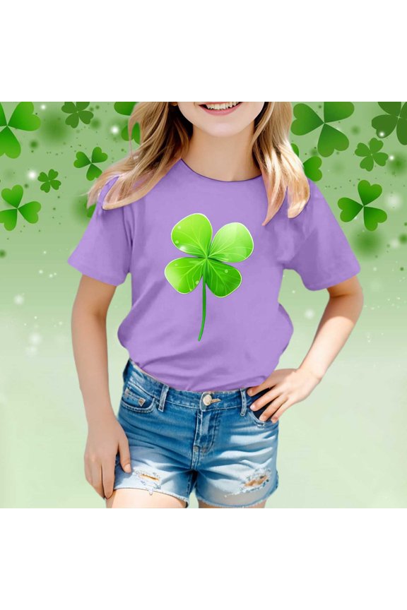 Stylish Graphic Print Short Sleeve Tee Shirt For Girls And Kids Youth Casual Comfortable Top Short Sleeve Shirt for Girls Tees Kids Tshirts Clothes Summer Tops T-Shirt