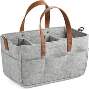 Stylish Gray Felt Diaper Caddy Organizer - Versatile & Portable Baby Basket - Perfect Baby Shower Bags for New Moms - Durable & Baby-Safe Material - Simplify Parenting Life