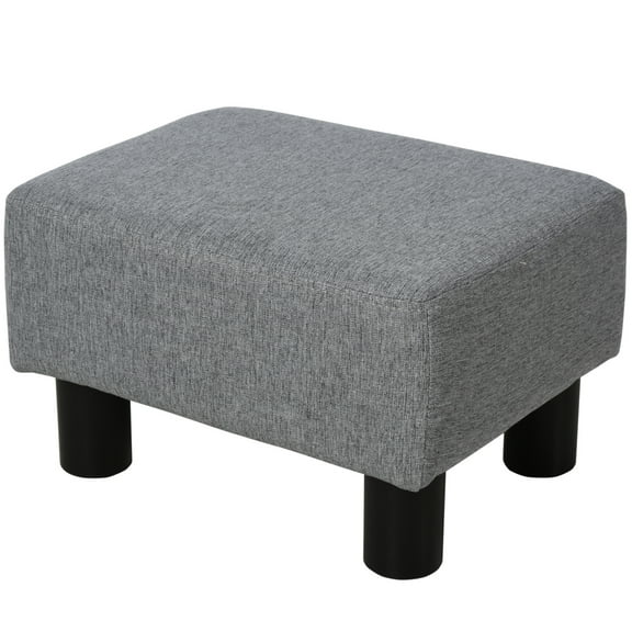 Stylish Gray Linen Ottoman: Extra Comfortable Footrest for Living Room