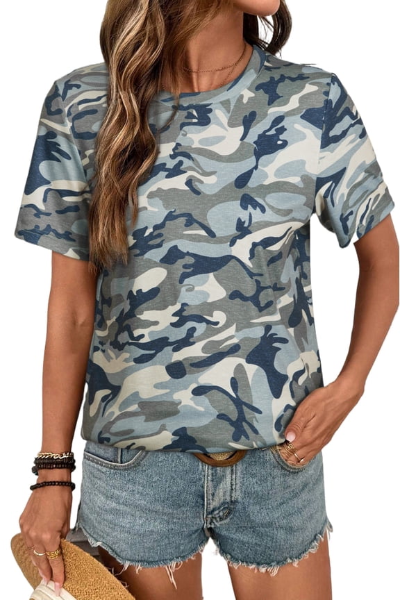 Stylish Green Camouflage Crew Neck Tee for Men – Perfect for Summer Adventures and Casual Outings [ZhiHiMeRi] | L