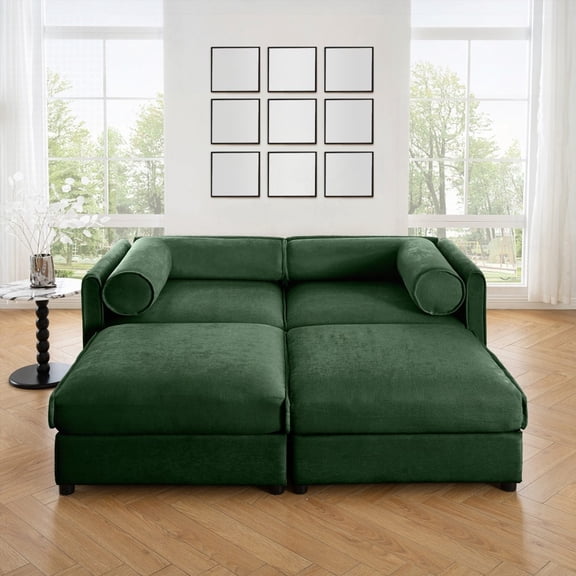 Modern Minimalist Chenille 2-Seater Sofa 220Ć—80Ć—75cm with Storage