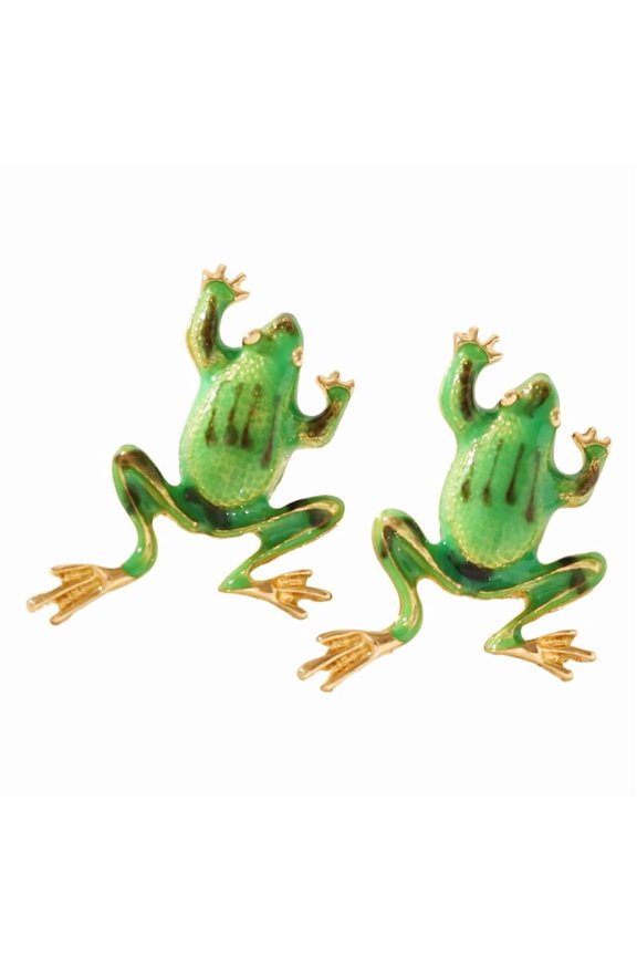 Stylish Green Frogs Dangle Earrings Lightweight Alloy Material Unique Accessories Handmade Jewelry For Daily Wear