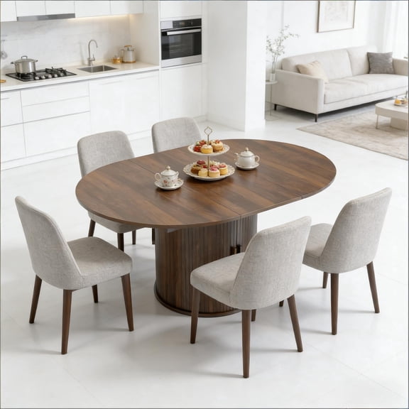 Stylish Greeting Table,Extendable Dining Table,Unique Office Table Walnut(Only Table)
