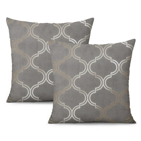 Stylish Grey & Beige Throw Pillow Covers 20x20 inch - Pack of 2, Perfect for Bedroom & Living Room