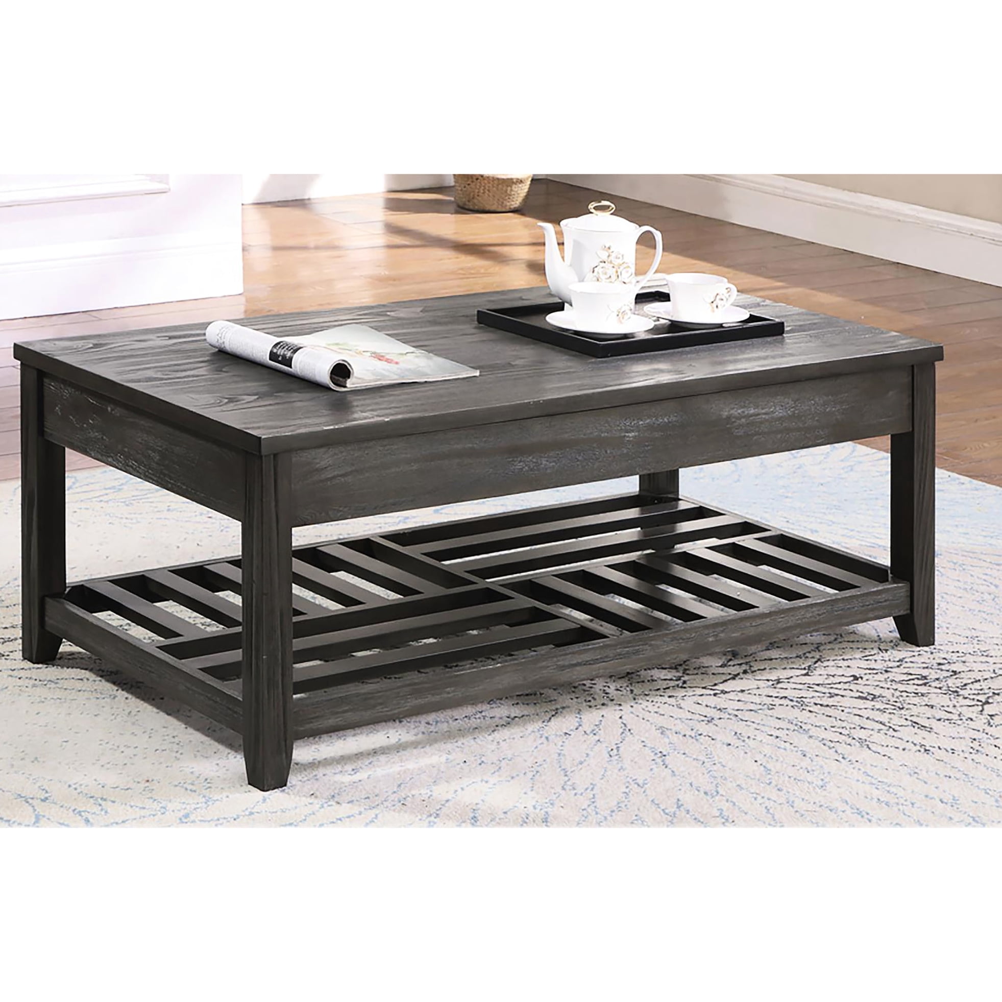 Stylish Grey Lift-top Coffee Table With Ample Storage Option Elegant ...