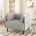 thumbnail image 1 of Stylish Grey Lounge Chair, Upholstered, Solid Wood & Steel, Adorns Living Room, Bedroom And Office 39" Spacious Seat, , Provides A Comfortable Place To Relax In Any Room, 1 of 6