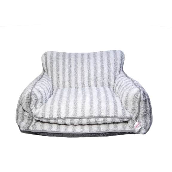 Grey And White Striped Couch Style Dog Bed By Glow Pups Mini Sofa Lounge For Pets